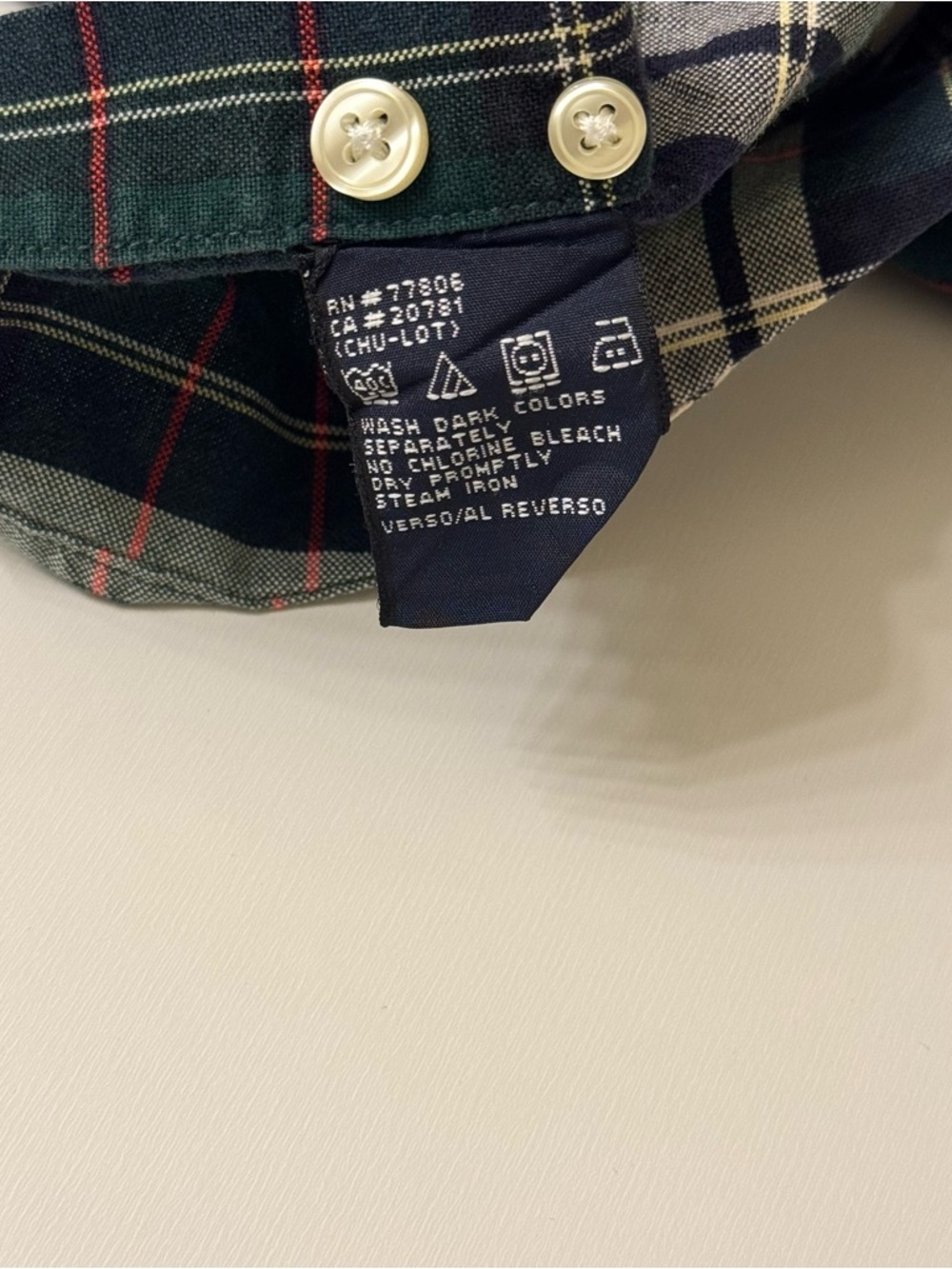 Tommy Hilfiger Green Navy Plaid Button-Down Shirt Size Large - Picture 4 of 8